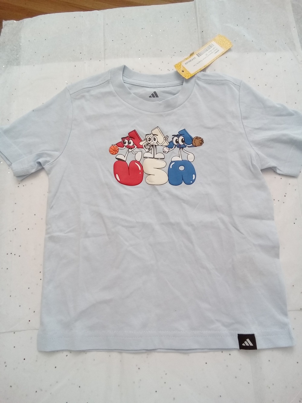 Adidas Toddler Boys USA Sports Graphic Tee Light Blue 3T NWT